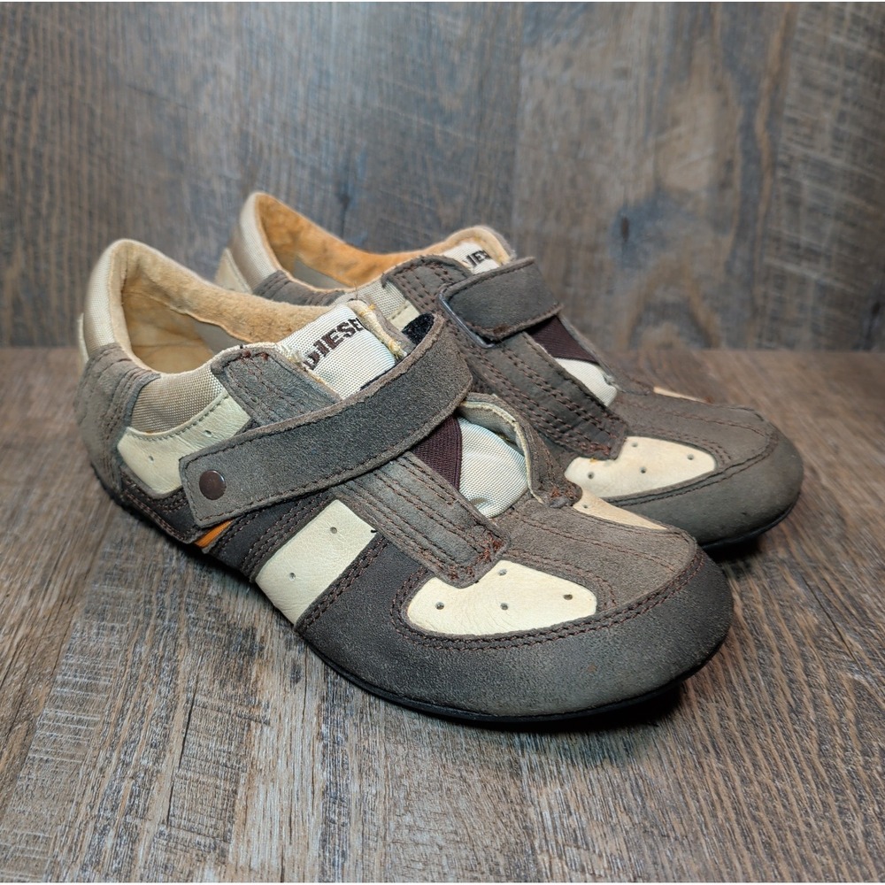 Vintage Diesel Cubatao Brown Leather Suede Low Profile Sneakers Y2K Mens Size 8